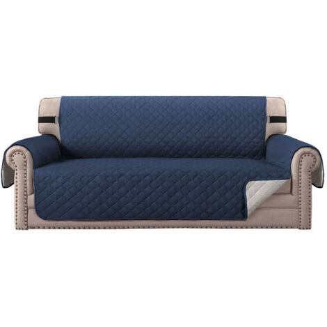 Schutzhülle für Sessel, passend für 4-Sitzer/Relaxsessel. Wendbarer, gesteppter Bezug. Marineblau. (1/4)