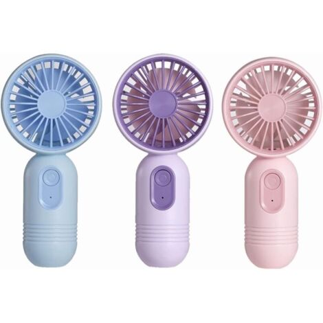 Set mit 3 Mini-Ventilatoren, tragbar, leicht, batteriebetrieben, mit 3 Geschwindigkeitsstufen und USB-aufladbaren Wimpernfächern für Mädchen, e