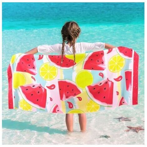 Kinder-Strandtuch – Wassermelonen-Strandtuch 70 x 150 cm, weiches, saugfähiges Polyester-Badetuch