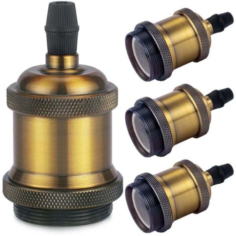 Vintage E27 Lampenfassung – Edison Retro-Pendelleuchte – Massiver Keramikadapter – 4-teilige Vintage-Messingfassung