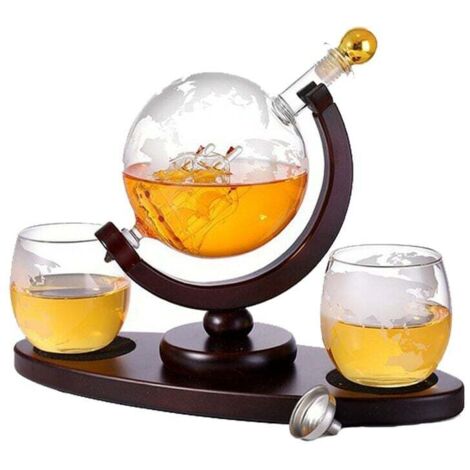 Whiskykaraffe, Glas/Holz, 900 ml, braun/transparent (1/4)