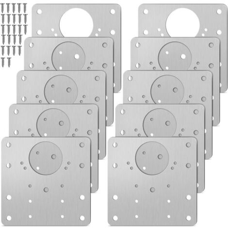 Set mit 10 Edelstahl-Scharnierreparaturplatten, inklusive Schrauben, für Möbel, Regale und Holz