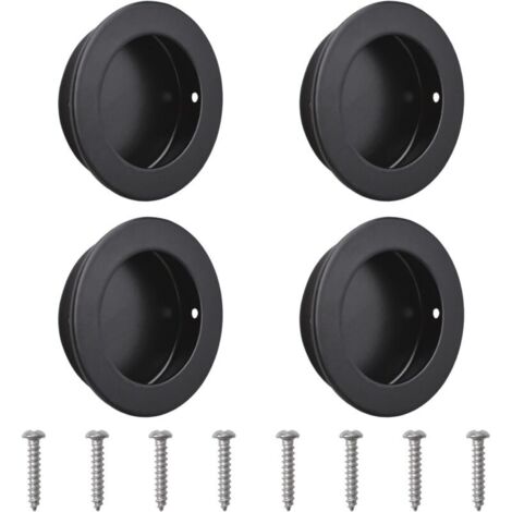 Set mit 4 Scheunentürgriffen 50 mm, schwarzer Edelstahl, für Außen- und Innentüren