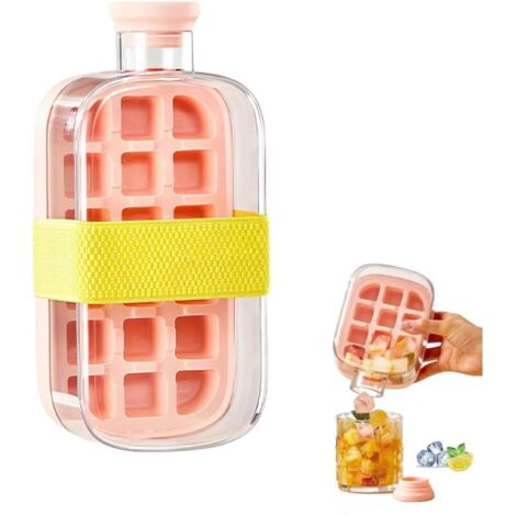 800-ml-Eiswürfelflasche, Eiswürfelflasche mit Strohhalm, 2-in-1-Eiswürfelform zum Ausdrücken, Silikon-Eiswürfelform
