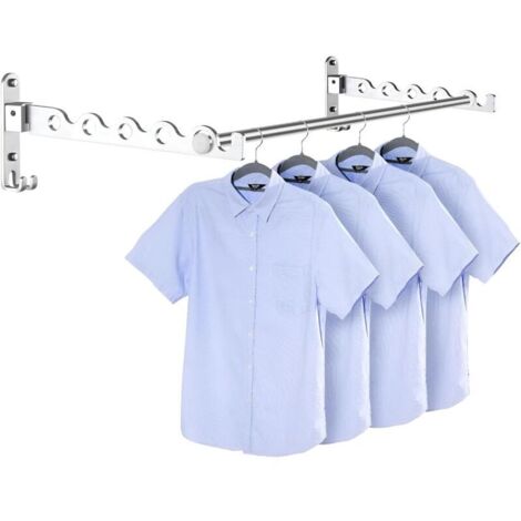 (Silber, 2-teilig + Stange) Wand-Wäscheständer, Wand-Kleiderbügel, um 90° drehbarer, klappbarer Wand-Wäscheständer für Badezimmer, Ch