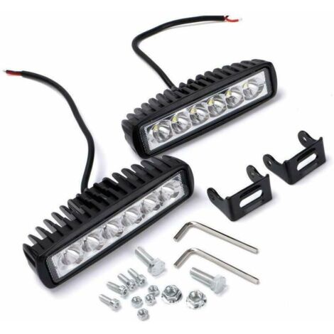 LED-Scheinwerfer 12V/24V, 2 Stück 18W 16cm Projektor-Spot-Arbeitsscheinwerfer mit großer Reichweite, LED-Scheinwerfer für Motorrad und Auto, LED-Lichtleiste, LED-Arbeitsscheinwerfer