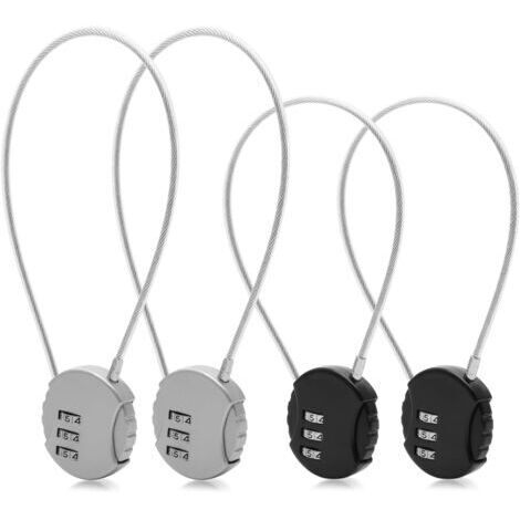 4-teiliges 3-stelliges Zahlenschloss mit langem Kabel, ideal für Koffer, Spinde und Sportgeräte (1/5)