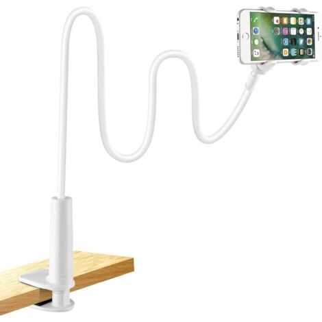 (Weiß) Handyhalterung, Handyständer, universelle 360°-Drehhalterung mit flexiblem Schwanenhalsarm, für iPhone 12 Mini und alle Smartphones