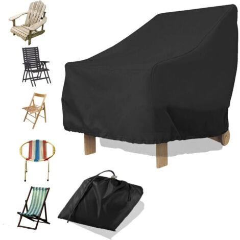 Schwarze, wasserdichte Schutzhülle für Gartenstühle, 89 x 97 x 79 cm, 210D, mit verstellbarem Kordelzug, inklusive Aufbewahrungstasche, UV-Schutz, strapazierfähig, geeignet für Gartenmöbel