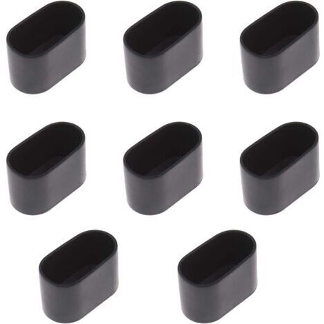 (Schwarz) Set mit 8 ovalen Kappen für Tisch- und Stuhlbeine, weiche, kratzfeste Gummibeschichtung – 40 x 20 mm (Schwarz)