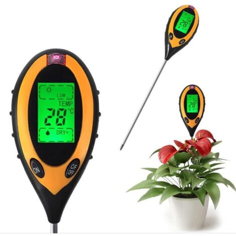 4-in-1 Pflanzenhygrometer – Digitales Feuchtigkeitsmessgerät mit pH-Wert-, Temperatur-, Luftfeuchtigkeits- und Lichtmessung – Bodenfeuchtigkeitsmesser – Für den Gartenbau