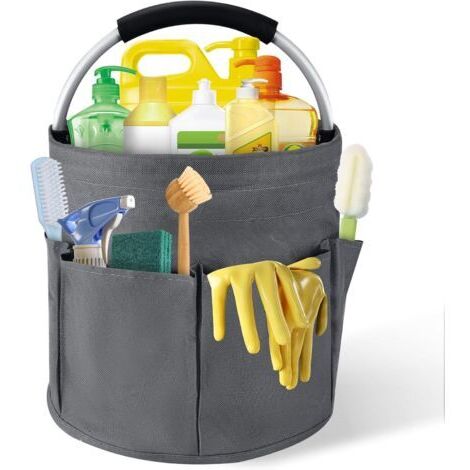 Faltbarer Reinigungskorb mit Griffen, mehreren Taschen, für Haus und Garten, einfache Aufbewahrung (1/5)