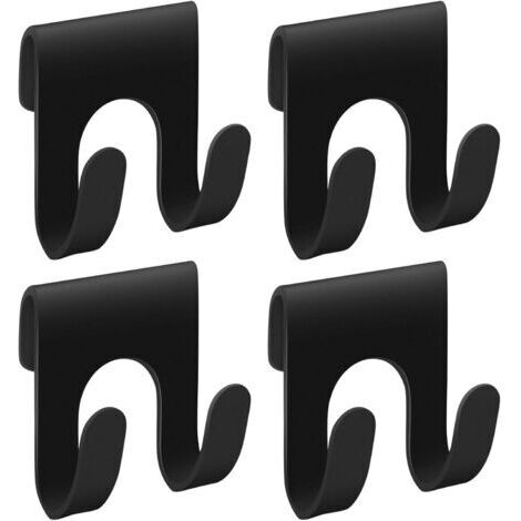 Set mit 4 schwarzen Duschhaken, Rasiererhalter, Metallregal, Aufbewahrungshaken, Badezimmerhaken, Doppelhaken für Duschregal.