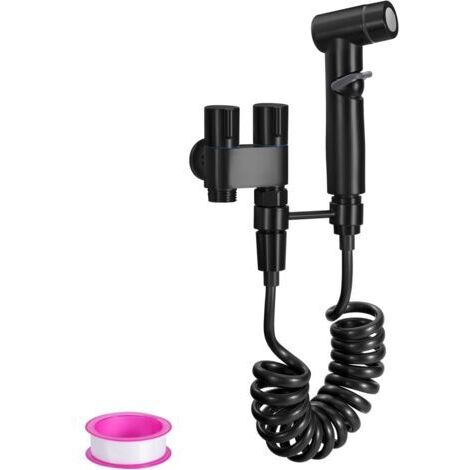 Bidet-WC-Sprühkopf aus Edelstahl mit ABS-Schlauch, Handbrause für die persönliche Hygiene, WC-Reinigung und den Hausgebrauch (schwarz)