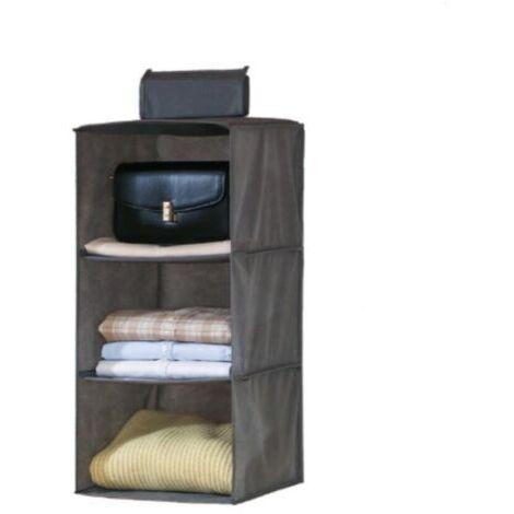 Hängendes Kleiderregal, Hängender Kleiderschrank-Organizer mit 3 Fächern, Faltbarer Hängeorganizer und platzsparendes Aufbewahrungssystem 602727CM