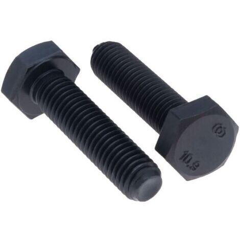 M10x30 Sechskantschrauben, hochfester Stahl, schwarze Sechskantschrauben, Zylinderschrauben für Metallkonstruktionen, Maschinen, Heimwerkerarbeiten, Festigkeitsklasse 10.9 DIN933 (10er-Packung)