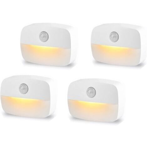 Set mit 4 Bewegungsmeldern für den Innenbereich, Bewegungsmelder-Nachtlicht, 3A, batteriebetrieben, für Schränke und Treppenhäuser