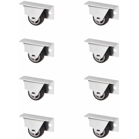 Set mit 8 TRIER Schrankrollen (Ø 30 mm, zur seitlichen Montage, dunkelgrau), feststehend. Ideal für Bettgestelle und Schubladen.