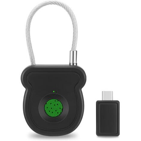 Fingerabdruckschloss mit USB-C-Ladeanschluss, schlüsselloses Design – tragbar und diebstahlsicher, inklusive Wiederherstellungscode und USB-Stick für Koffer, Schließfächer, Fahrräder und Türen (1/5)