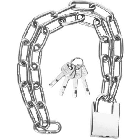 100 cm langes Fahrradkettenschloss, Sicherheitskette, Motorradschloss, Edelstahl mit Vorhängeschloss und Schlüssel, für Garagen, Türen, Zäune (1/5)