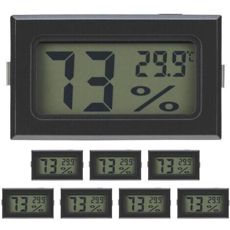 Set mit 8 digitalen Thermometer-Hygrometern – 48 x 29 x 15 mm – Kompaktes Temperatur- und Feuchtigkeitsmessgerät für Innenräume