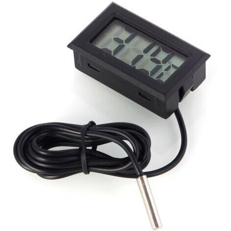 Digitales LCD-Thermometer mit externer Sonde für Kühlschrank, Gefrierschrank und Aquarium – Schwarz