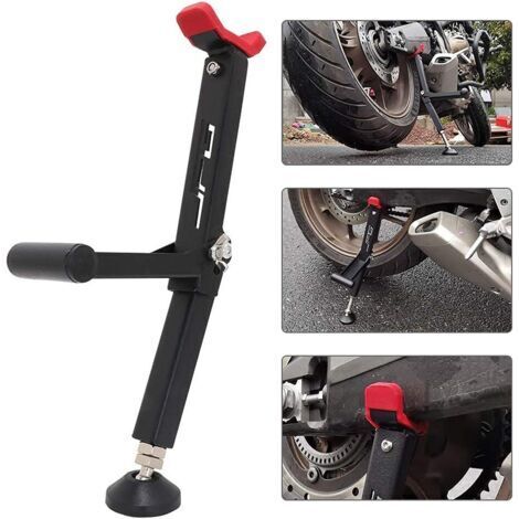 Motorradheber – Vorder- und Hinterradstütze – mit Klappgriff – für die meisten Motorradräder, Dirtbikes und Pitbikes (On-/Offroad) – Rot (1/4)