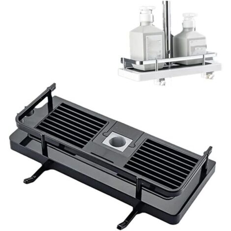 (Schwarzes rundes Loch) Duschablage, 2-in-1-Duschablage, multifunktionales Ablageregal ohne Bohren, verstellbarer Duschablagenhalter