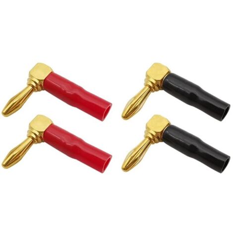 Set mit 4 vergoldeten 4-mm-Winkel-Bananensteckern für Heimkino- und Audioverkabelung (1/4)