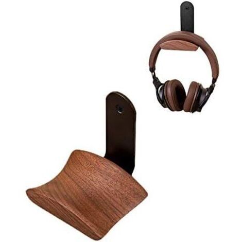 Universeller Gaming-Headset-Halter, Headset-Haken aus Metall und Walnussholz, 2 Montageoptionen, Kopfhörerhalter für Studio, Büro und Zuhause (1/5)