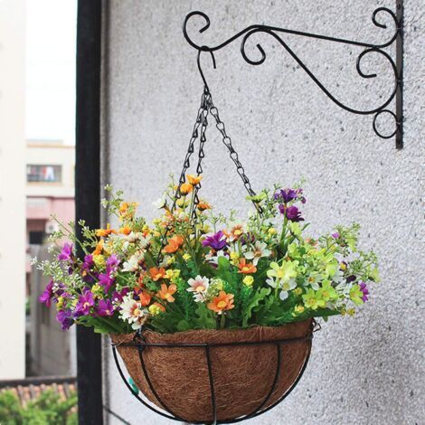 Produktbild von Wandmontierter Pflanzenhalter Aus Eisen – Blumentopfring Klappbar, 18 Cm, Bis 18 Kg, Für Innen & Außen