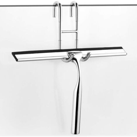 25 cm langer Duschabzieher aus Edelstahl mit Silikonabstreifer, bohrfreiem Haken und Silikon-Ersatzteil