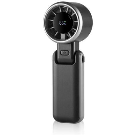 Schwarzer, wiederaufladbarer, tragbarer Turboventilator mit 5 Geschwindigkeitsstufen, LED-Anzeige, für Büro, Reisen oder Outdoor-Aktivitäten