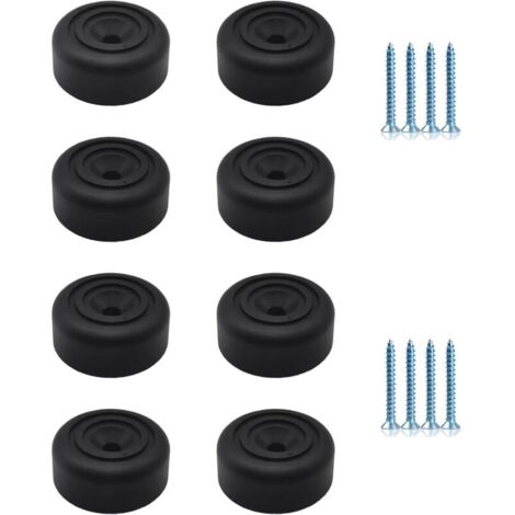 Set mit 8 schwarzen Möbelfüßen, runde Möbelfüße Ø 33 x H 13 mm, Kunststoff-Schrankfüße, Möbelfüße für Sofa und Stühle mit 8 Schrauben