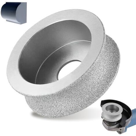 Porzellan-Bullnose-Schleifscheibe für Winkelschleifer 74 mm x 20 mm, gelötete konkave Schleifscheiben mit abgerundeter Kante für Stein, Keramik, Glas, Diamant