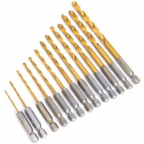 13-teiliges Holzbohrer-Set mit Sechskantschaft, 1/4"-HSS-Bohrer-Set für spiralförmige Schneidkanten von 1,5 bis 6,5 mm, für Holz, Eisen und Stahl (1/5)