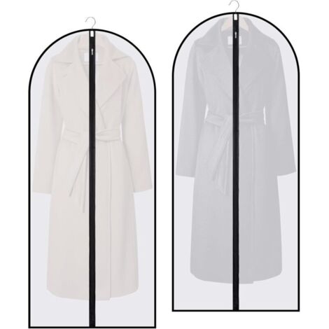 Set mit 2 Kleidersäcken für lange Kleider, 60 x 140 cm, transparent und wasserdicht, mit Reißverschluss (1/4)
