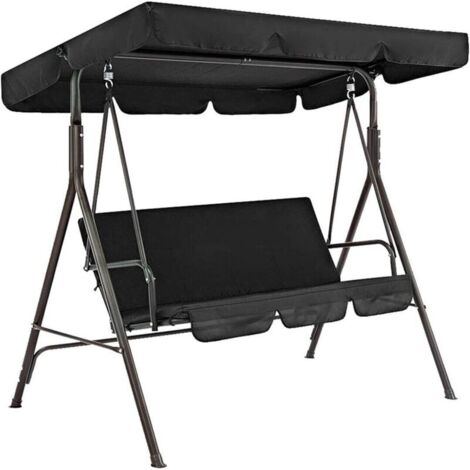 Sonnenschutzdach für 3-Sitzer-Schaukel, wasserdichtes 190T-Polyester, Ersatz für Terrasse und Garten, Schwarz