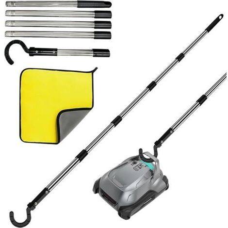 Poolroboter-Haken mit 185 cm langem, 5-teiligem Teleskopstiel aus Edelstahl, Mehrzweck-Poolstange für Sauger, Kescher, Bürste und Poolroboter, inklusive 1 Handtuch (1/5)