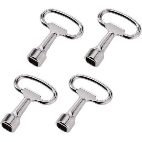 4-teiliger Vierkant-Ventilschlüssel aus Zinklegierung für Elektroschränke, passend für Wasser- und Gaszählerkästen, silberfarben, Schlüssel für Kasten (13 x 8 x 8 mm)
