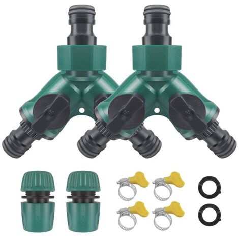 Y-Verbinder-Set für Gartenschläuche – 2-teilig mit Zubehör-lsw (1/4)