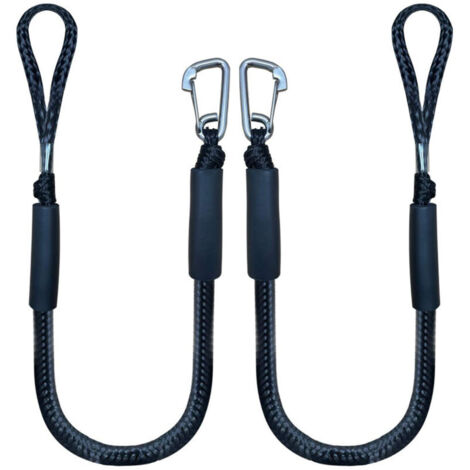 2 Stück Bootsleine Ø16 mm, Festmacherleine mit Schnalle und Karabiner aus Edelstahl 304, elastisch 122–168 cm, widerstandsfähig