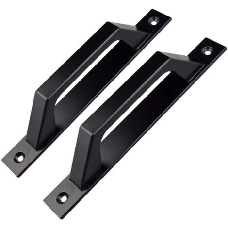 Set mit 2 D-förmigen Türgriffen für Gartentore aus Holz, schwarz, 200 mm