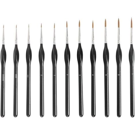 Detailpinsel-Set, 11-teilig, Aquarellpinsel, Feinpinsel-Set, Acrylfarbenpinsel, für Öl-, Aquarell- und Gouachemalerei
