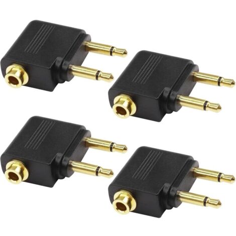 Flugzeug-Kopfhöreradapter, Dual 3,5-mm-Stecker auf 3,5-mm-Buchse, vergoldeter Headset-Adapter – Packung (1/4)