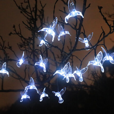 9,5 m lange Solar-Lichterkette für den Außenbereich mit 50 wasserdichten LEDs – Garten- und Terrassendekoration mit Kolibri-Motiv, umweltfreundliche und kabellose Ambientebeleuchtung-lsw