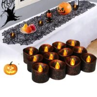 12 Stück Halloween-Batteriebetriebene Elektronische Partydekoration Funkelnde LED-Kerzenlampen Gelb