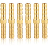 6-teiliges Set Messing-Schlauchverschraubungen (6 mm/1/4"), robuste Schlauchadapter für Wasser und Gas