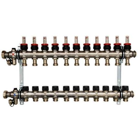 OVENTROP Verteiler Edelstahl 1'' für FBH 11 Kr.,m.Durchflusseinsätzen 0-5 l/min. 1405361