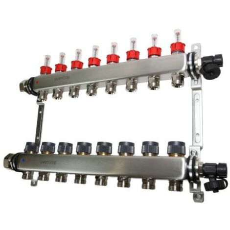 OVENTROP Verteiler Edelstahl 1'' für FBH 8 Kr.,m.Durchflusseinsätzen 0-5 l/min. 1405358
